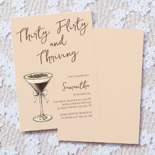 Invitación Treinta Flirty y Thriving Martini 30 cumpleaños