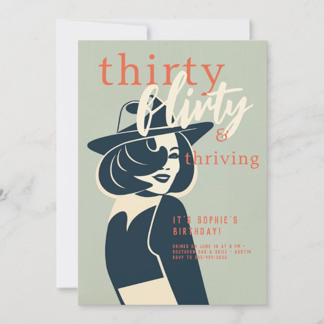 Invitación Treinta Moda retro vibrante 30 cumpleaños (Anverso)