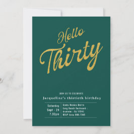 Invitación Treinta Oro Verde Moderno 30 cumpleaños