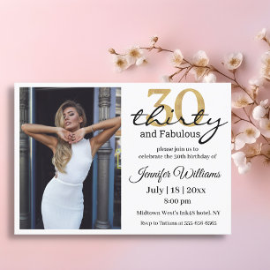 Invitación treinta y fabuloso, foto de cumpleaños número 30