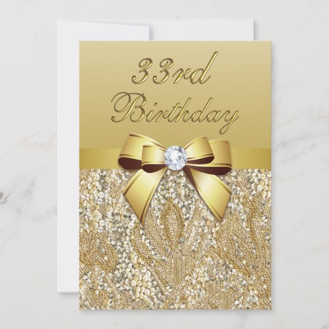 Invitación Treinta y tres noches de Faux Sequins y Bow (Anverso)