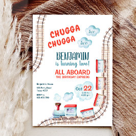 Invitación Tren 2º cumpleaños Invitar a niño Chugga Dos Fiest