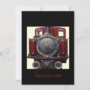 Invitación Tren azul y rojo