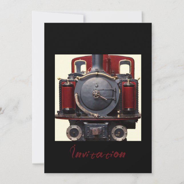 Invitación Tren azul y rojo (Anverso)