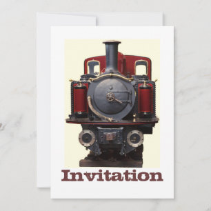 Invitación Tren Azul Y Rojo