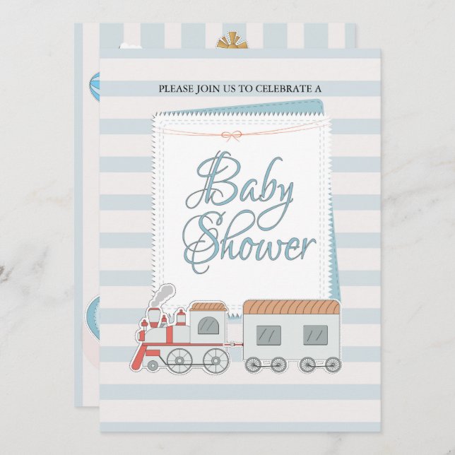 Invitación Tren Baby Shower Invite (Anverso / Reverso)