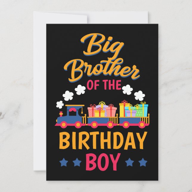 Invitación Tren Bday Fiesta Railroad Gran Hermano Del Nacimie (Anverso)