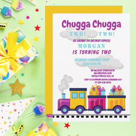 Invitación Tren Chugga Choo Personalizado segundo cumpleaños