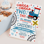 Invitación Tren Cumpleaños Invitar a Chugga Chugga Dos Tren<br><div class="desc">Invitación al cumpleaños del tren. Todos los diseños son © PIXELPERFECTIONPARTYLTD</div>
