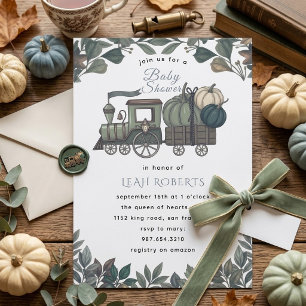 Invitación Tren de Calabacines Vintage para Baby Shower de Ot