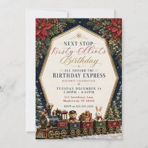 Invitación Tren de Celebración de Cumpleaños en el Polo Norte