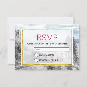 Invitación Tren de época que viaja por el paisaje invernal