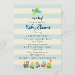 Invitación Tren de juguetes para animales y ducha de bebé par