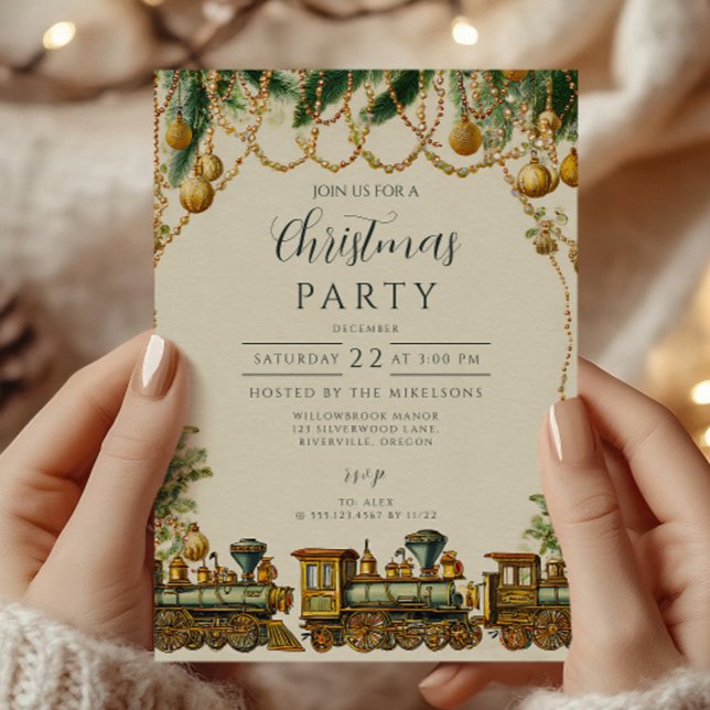 Invitación Tren de Navidad Dorado (Subido por el creador)