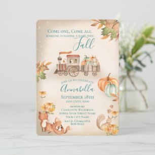 Invitación Tren de Otoño en Acuarela Adorable