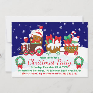 Invitación Tren de Pan de Jengibre Navideño Adorable