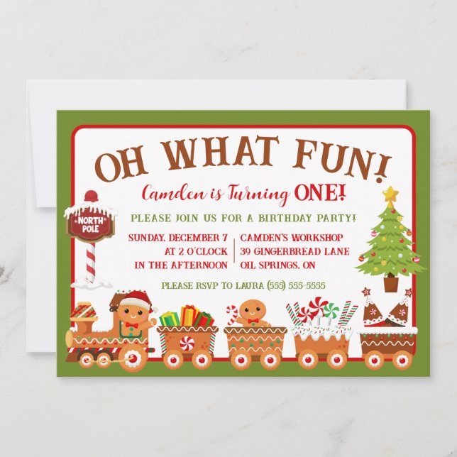 Invitación Tren de pan de jengibre, ¡qué divertido! 1.ᵉʳ Fies (Anverso)