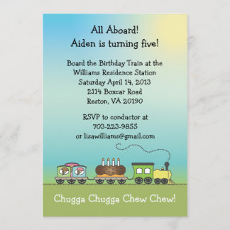 Invitación Tren del cumpleaños del helado de la torta y -