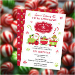 Invitación Tren Toy Express del Polo Norte Primer Fiesta de c<br><div class="desc">Planifique la fiesta de cumpleaños de su hijo en diciembre al estilo "North Pole Toy Express" con este lindo Santa y Santa's Helpers trayendo regalos en el tren para el afortunado niño de cumpleaños.</div>