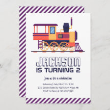 Tren Vintage retro y niños coloridos Cumpleaños