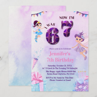 Invitación Trending 6 7 Meme Ballerina Girl Fairy Birthday