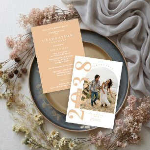 Invitación Trendy Arch Photo Faux Gold Twin Graduation TMF26