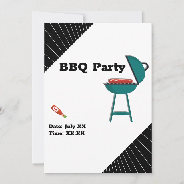 Invitación Trendy BBQ Barbecue Backyard Potluck Fiesta (Anverso)
