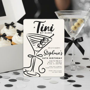 Invitación Trendy Black Bow Tini bit mayor 30 cumpleaños