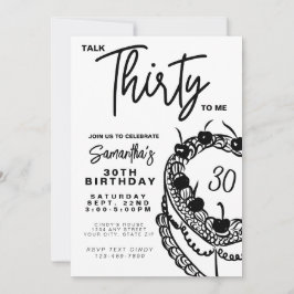 Invitación Trendy Black & White Habla Treinta Para Mí 30 Cump