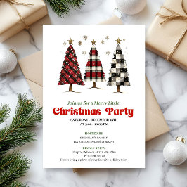 Invitación Trendy buffalo plaid Christmas tree editable