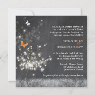 Invitación Trendy Chalkboard Dandelion Boda