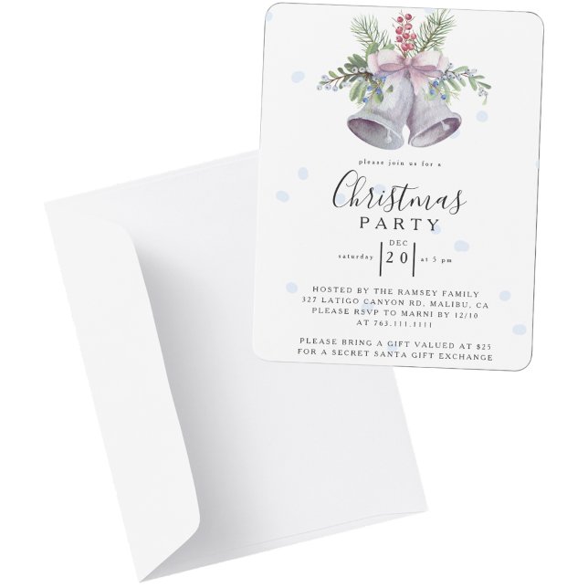 Invitación Trendy Christmas Bell Party Elegant Holidays (Trendy Christmas Bell Party Elegant Holidays Invitation)
