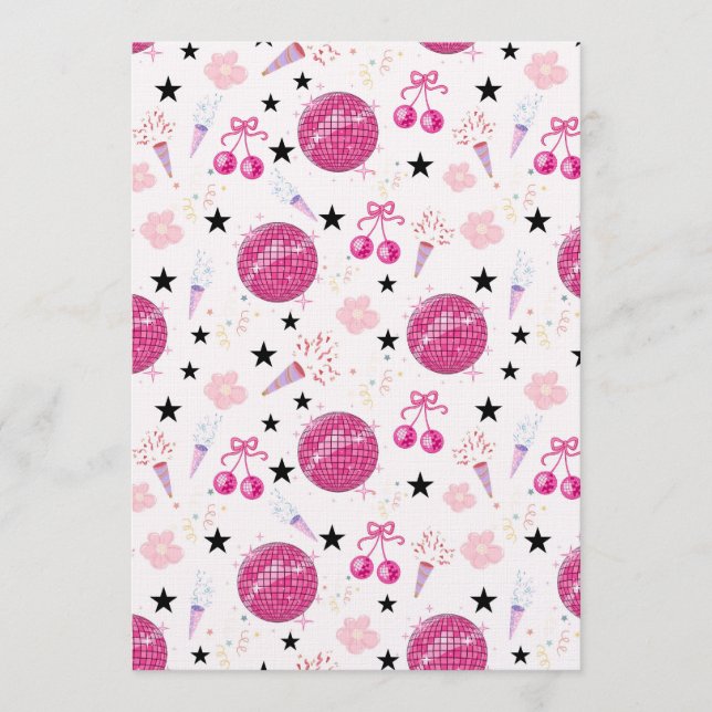 Invitación Trendy Disco Celebration Party Seamless Pattern (Anverso)