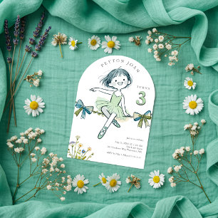 Invitación Trendy Dreamy Mint Ballerina Floral Birthday LPM26