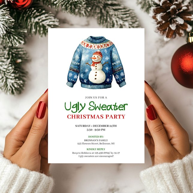 Invitación Trendy Funny Ugly Sweater Holiday Invitation (Trendy Funny Ugly Sweater Holiday Invitation)