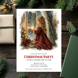 Invitación Trendy girl awaits Santa digital Christmas invite
