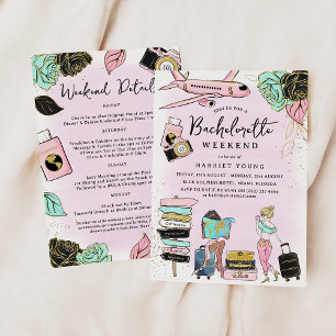 Invitación Trendy Girly Bachelorette Weekend