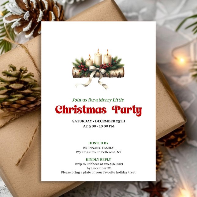 Invitación Trendy Holly Berries Christmas Decoration Invite (Trendy Holly Berries Christmas Decoration Invite)