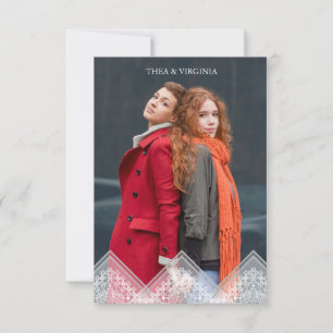 Invitación Trendy Lace Lesbian Gay Wedding Photo Instant