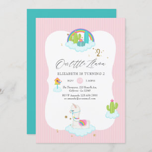 Invitación Trendy Llama, Fiesta del segundo cumpleaños