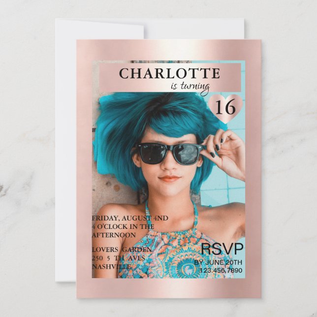 Invitación Trendy Magazine Cover-Photo Inspirierte  (Anverso)