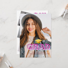Invitación Trendy Modern Grad Photo Graduation 2026
