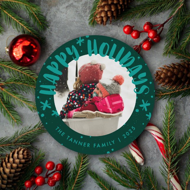 Invitación Trendy Modern Handwritten Holiday Photo Card (Subido por el creador)