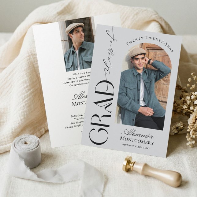 Invitación Trendy Modern Minimal Arch Photo Graduation Party (Trendy Modern Minimal Arch Photo Graduation Party Invitation)