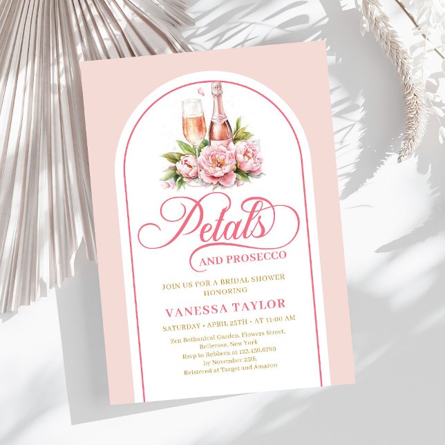Invitación Trendy petals and prosecco blush gold celebration (Trendy petals and prosecco blush gold celebration Invitation)