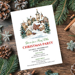 Invitación Trendy red green Christmas scene festive 