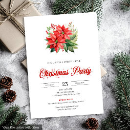 Invitación Trendy Red Poinsettia Holiday Party Christmas