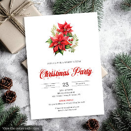 Invitación Trendy Red White Poinsettia Holiday Party Invites