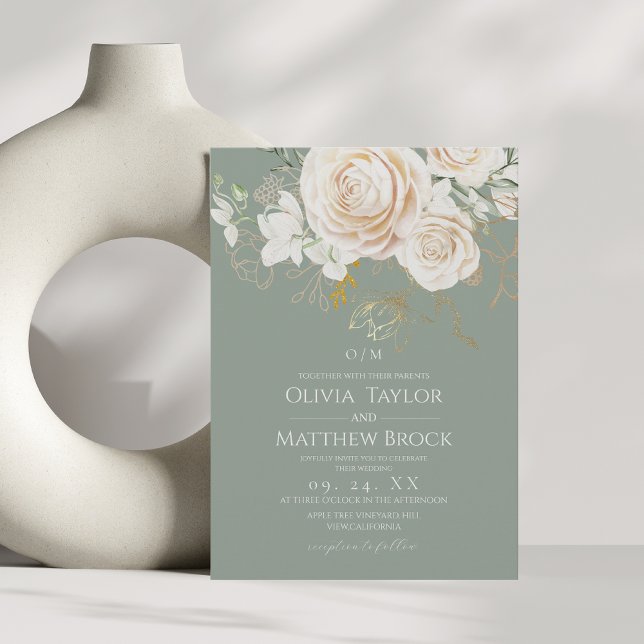 Invitación Trendy Sage & Floral Wedding (Subido por el creador)