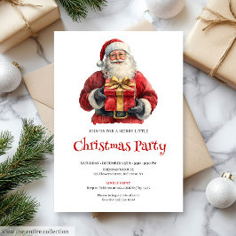 Invitación Trendy Santa Watercolor Holiday Dinner Invitation